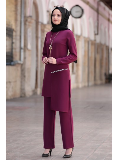Derin Tesettür Takım - Mürdüm - Fuval Moda